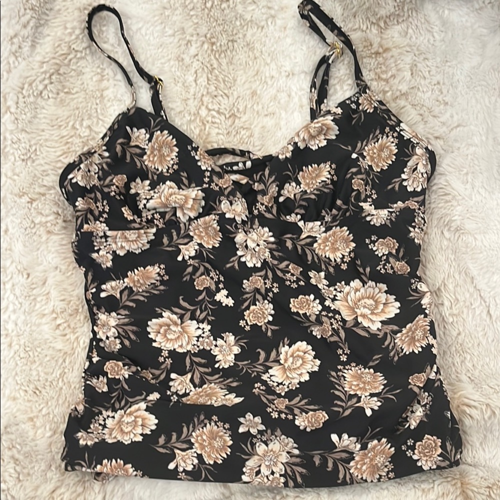 Floral Black and Cream Women's Top